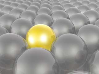Yellow and grey spheres