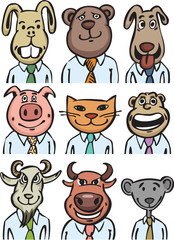 Cartoon business animals