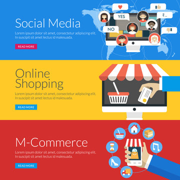 concept for social media, online shopping and m-commerce