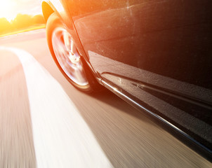 Car ride on road in sunny weather