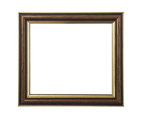 dark wooden picture frame isolated on white background