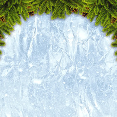 Abstract christmas backgrounds with xmas decorations over iced t