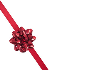 Ribbon with bow isolated on white background