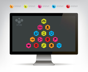 vector social connection infographic pyramid