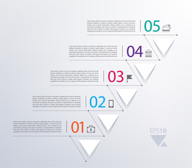 vector timeline infographic with numbers and triangles