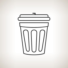 Silhouette dustbin on a light background, vector illustration