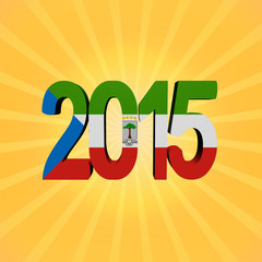 Equatorial Guinea flag 2015 text on sunburst illustration