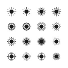Set of different images of the sun, vector illustration