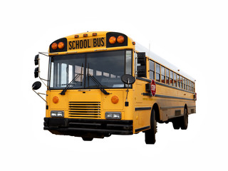 School bus isolated with clipping path