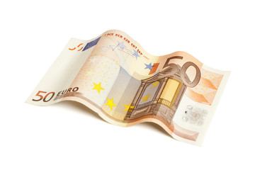 Fifty Euro bill isolated with clipping path