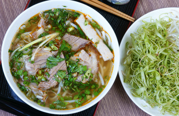 Vietnamese soup, Bun bo,  rice vermicelli