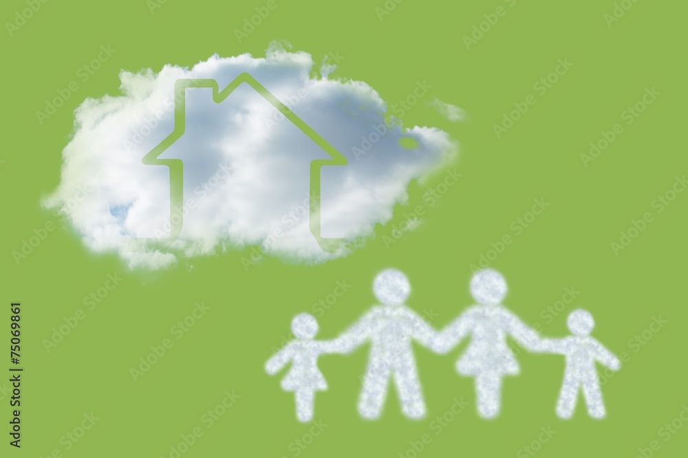 Aufkleber composite image of cloud in shape of family