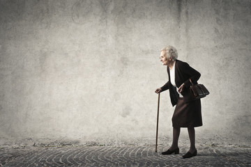 Elderly woman walking