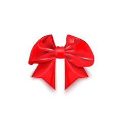 shiny satin red bow with ribbon