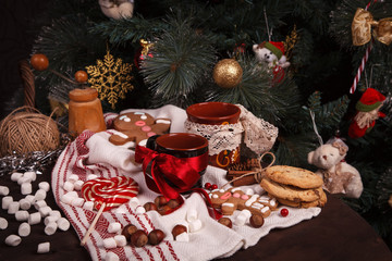 cups on holiday decorations