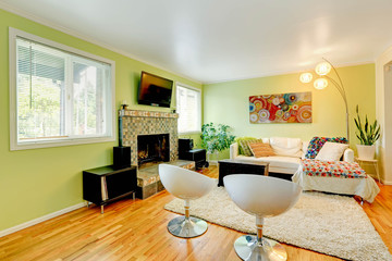 Fototapeta na wymiar Living room with white furniture