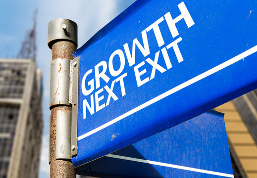 Growth Next Exit Blue Road Sign