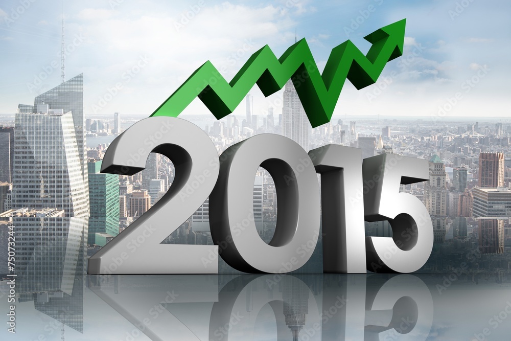 Aufkleber composite image of 2015 with arrow