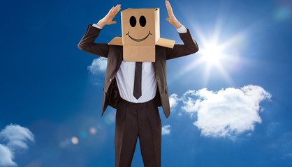 Composite image of anonymous businessman gesturing with hands