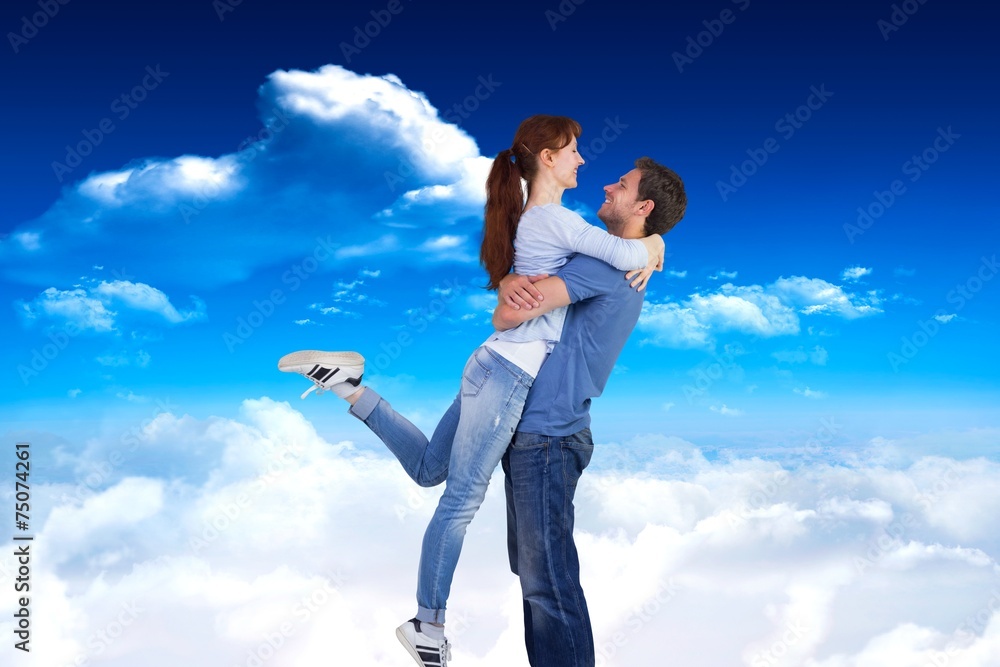 Aufkleber composite image of couple hugging each other