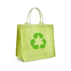 Hessian or jute shopping bag with recycle or reusable sign