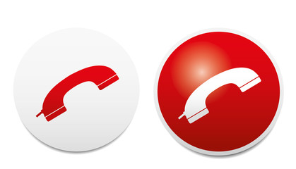 Phone icon on red and white buttons