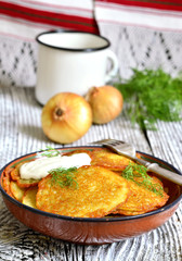 Draniki -potato fritters,traditional dish of Belarusian cuisine.