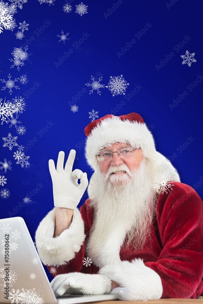 Poster composite image of santa is satisfied about what he found