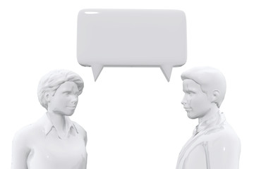Man and woman with talk bubble symbol - 75080823