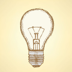 Sketch light bulb in vintage style