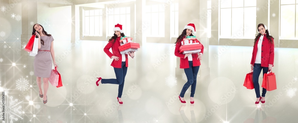 Poster composite image of different elegant brunettes