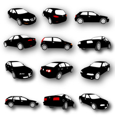Set of Car Silhouettes Vector