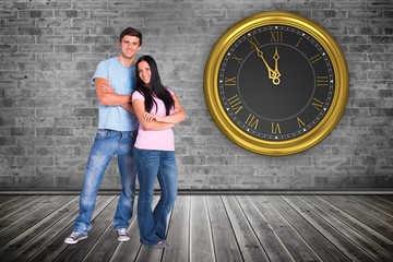 Composite image of young couple smiling at the camera