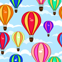 Naklejka premium Colorful seamless pattern of hot air balloons