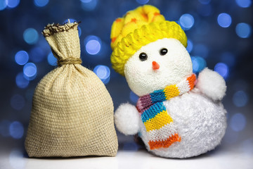 Christmas snowman toy and sack