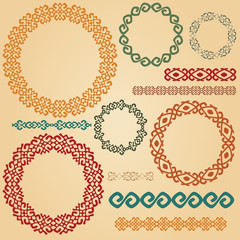Mega set of colorful smooth ethnic borders and round frames