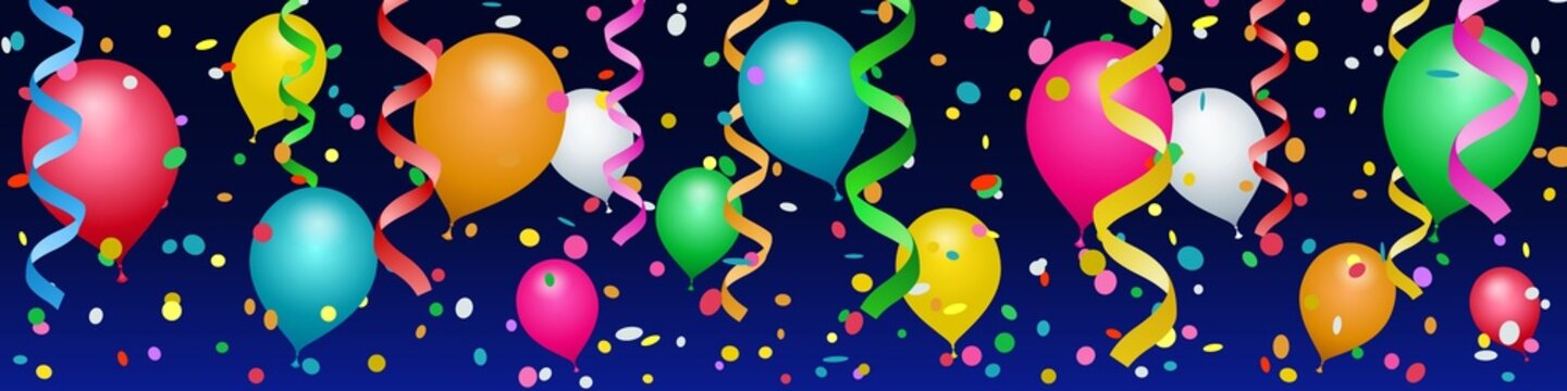 Banni&egrave;re ballons, confettis et serpentins #2