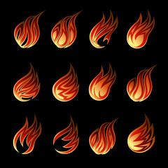 Colorful Vector Fire Icon Set