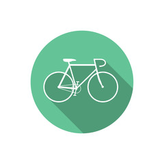 Vector Flat Style Bicycle Inside Round Green Icon