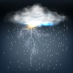 Cloud with rain and a lightning bolt