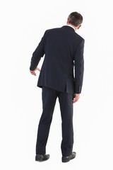 Rear view of a businessman gesturing