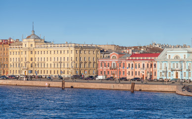 Fototapeta na wymiar Panorama of The Universitetskaya Embankment