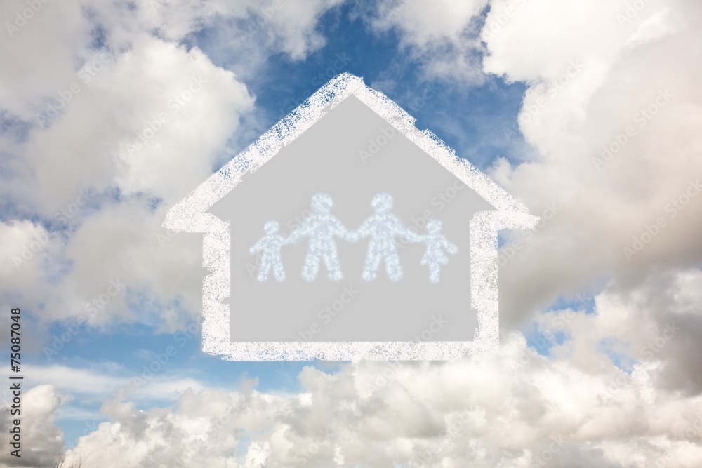 Poster composite image of cloud in shape of family