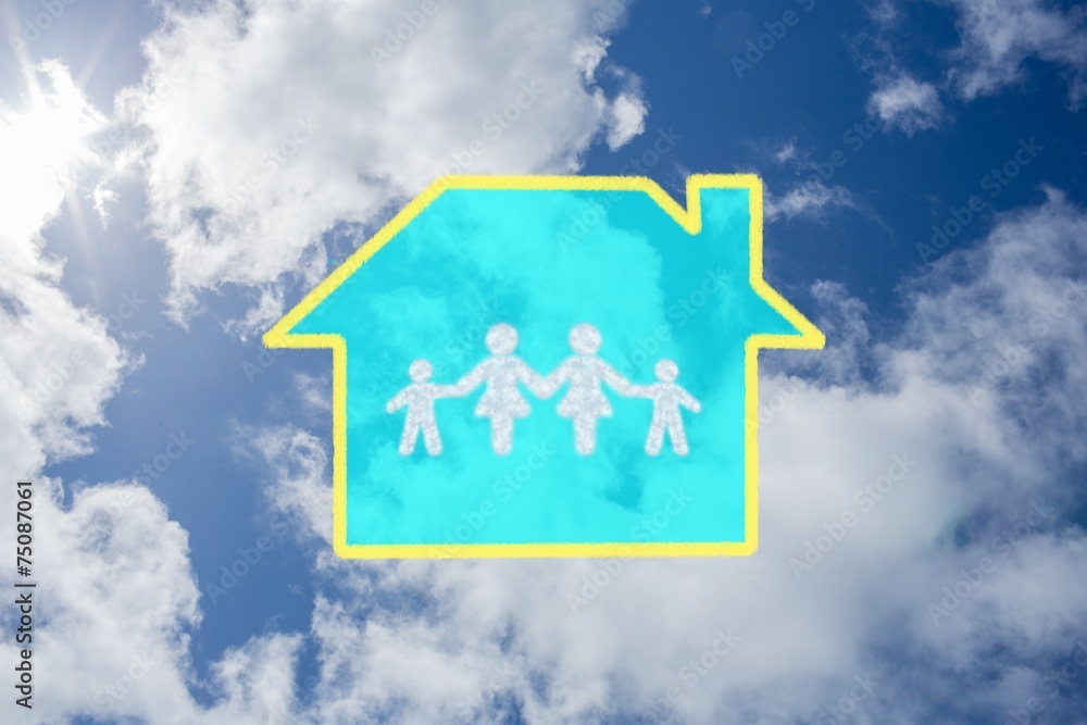 Poster composite image of cloud in shape of family
