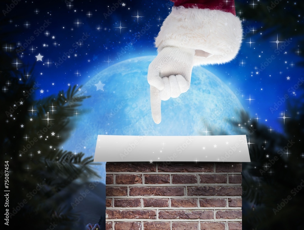 Aufkleber composite image of santa claus points at something