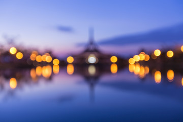 Blurred Photo bokeh, Bangkok  Rama9 park at twilight time