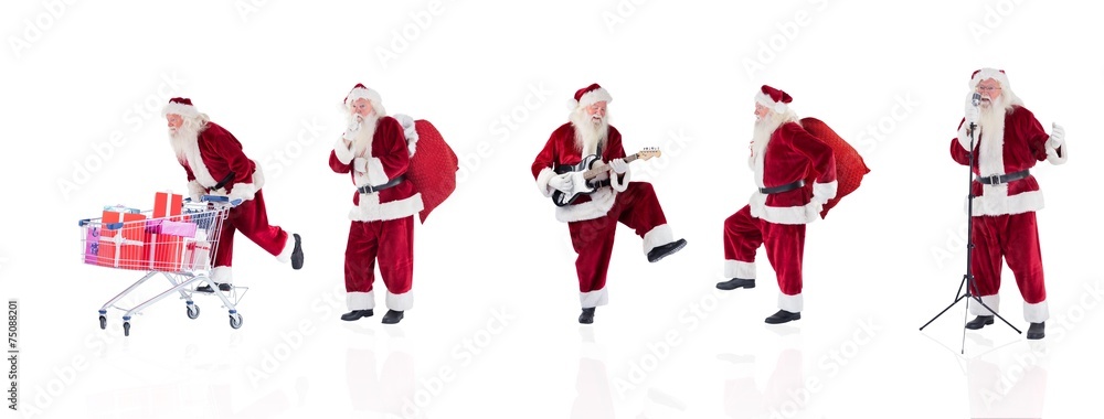 Poster Composite image of different santas