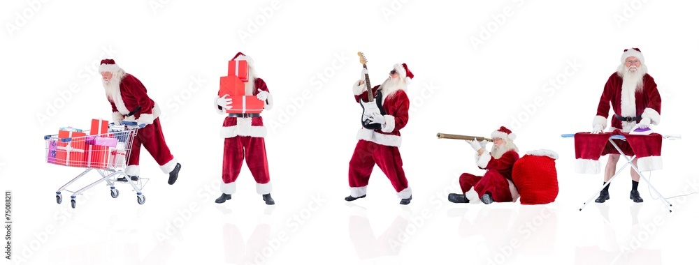 Poster composite image of different santas