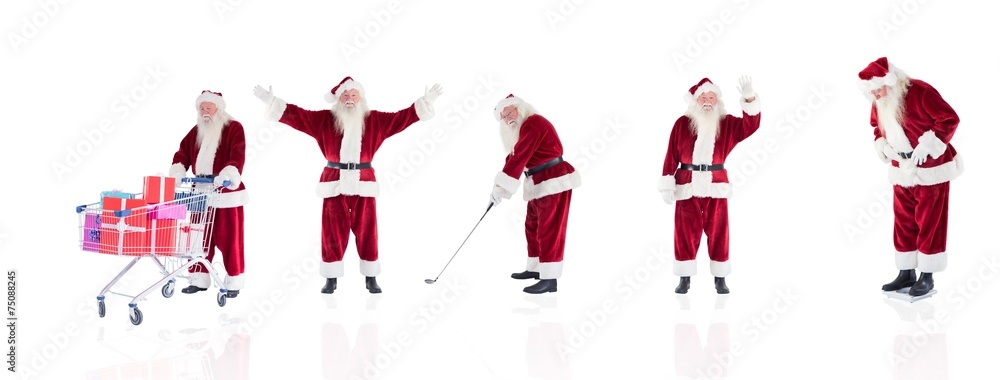 Poster composite image of different santas