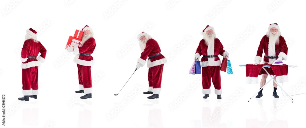 Poster Composite image of different santas